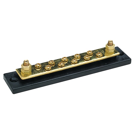 Seachoice Term.Block w/Brass Stud Term, Hex Nuts 10 Gang, 5-3/4"Lx1-1/4"Wx1-1/32"H 13631